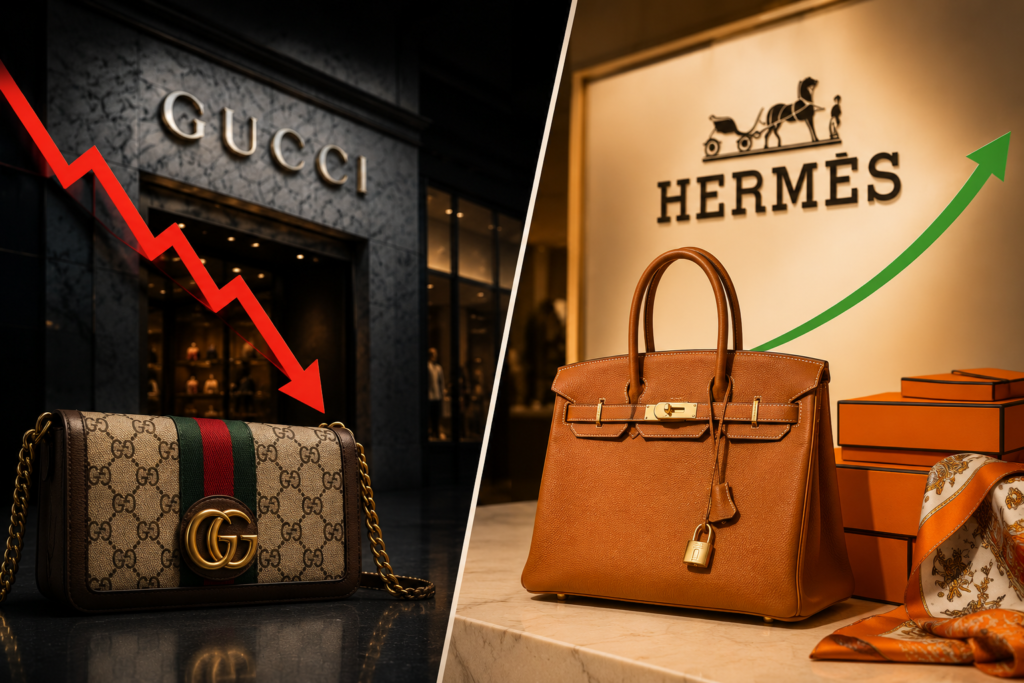 Luxury Fashion Slowdown Deepens in 2026 as Gucci Sales Fall While Hermès Remains Resilient